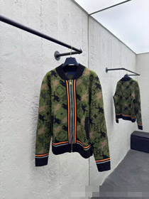 Louis Vuitton LV new jacquard wool bomber knit sweater camouflage jacket-5218  